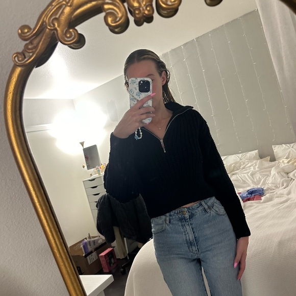 H&M Black Chunky Knit Half-Zip Sweater Size XS - Picture 10 of 11